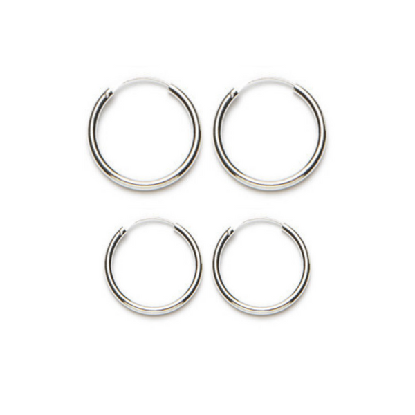 Smooth Hoop Earrings 20/25x3mm Silver