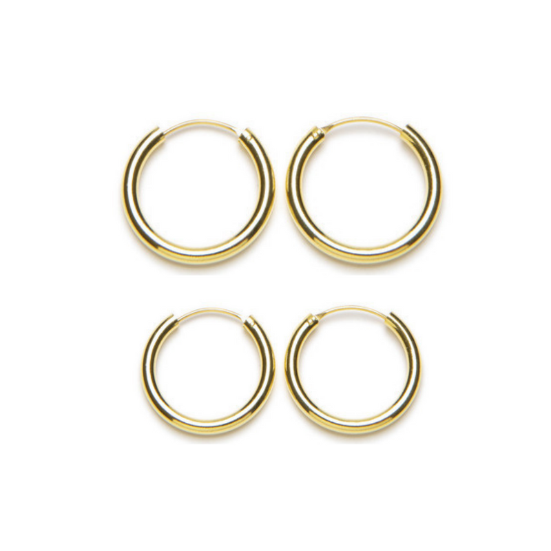 Smooth Hoop Earrings 20/25x3mm Gold Plated