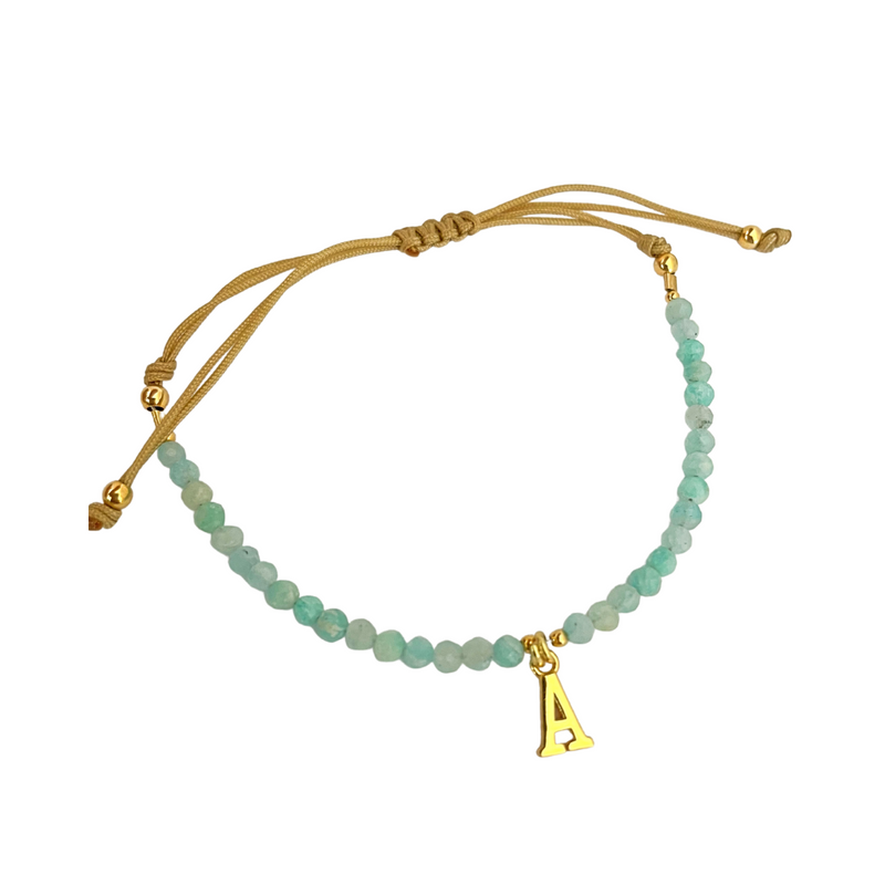 Amazonite Bracelet with Initial or Smooth