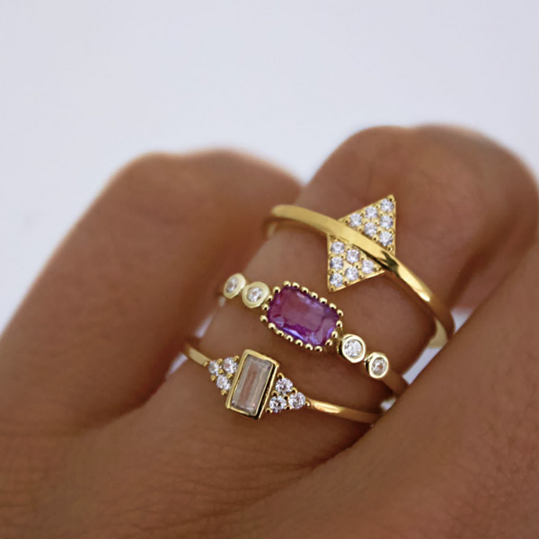 Gold Plated Double Triangle Ring