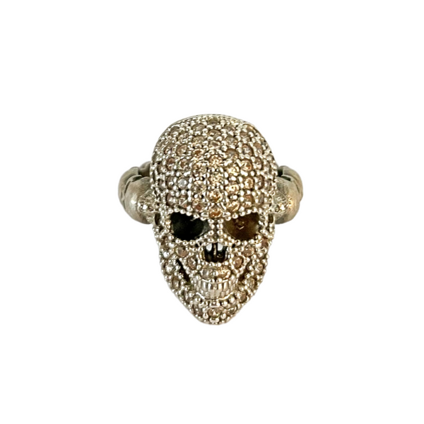 Bague Tête de Mort Champagne Zircons