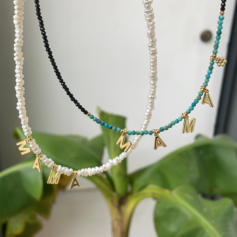 SPINEL AND TURQUOISE NAME NECKLACE