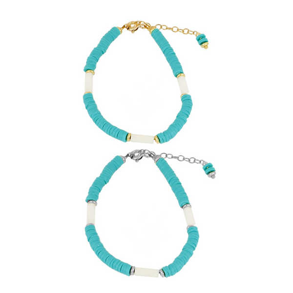 TURQUOISE AND MOTHER OF PEARL BEAD BRACELET
