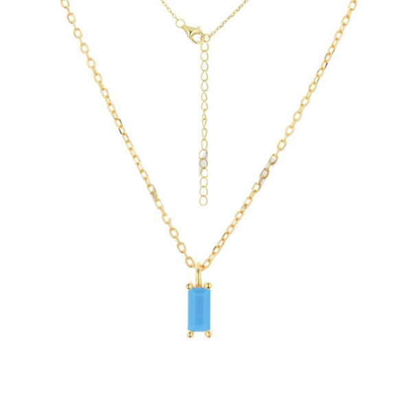 Gold Plated Turquoise Baguette Necklace
