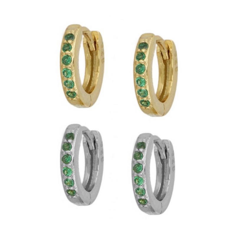 Green Cz Earring Silver/Gold Plating (unit)