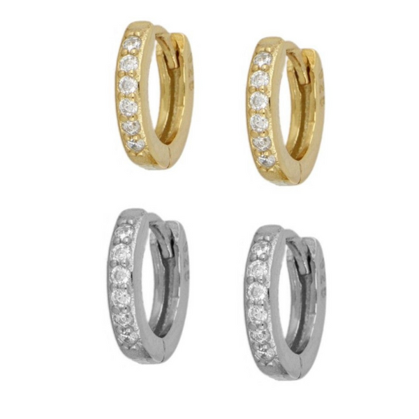 White Cz Earring Silver/Gold Plated (unit)