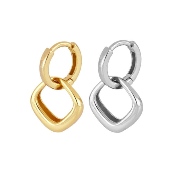 DOUBLE SQUARE HOOP EARRING (UNIT)