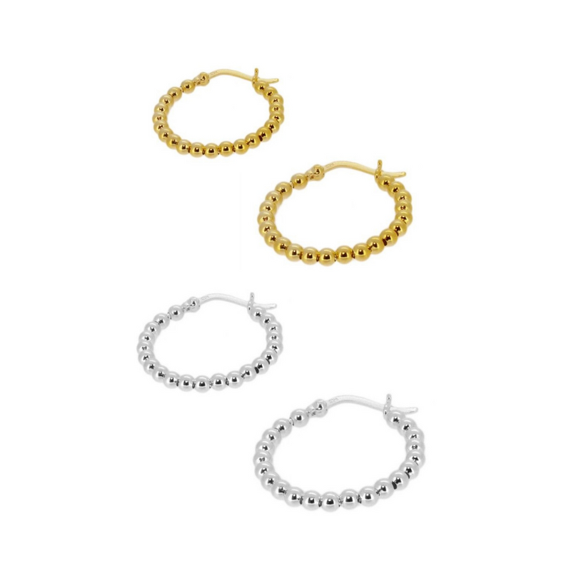Silver/Gold Plated Ball Hoop Earrings