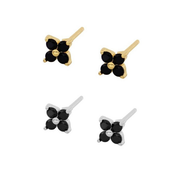 Four Black Mini Cz Earrings