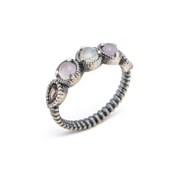 MOONSTONE AND EXOTIC CORAL RING (Stock)