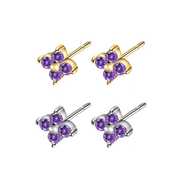 Four Lilac Mini Cz Earrings