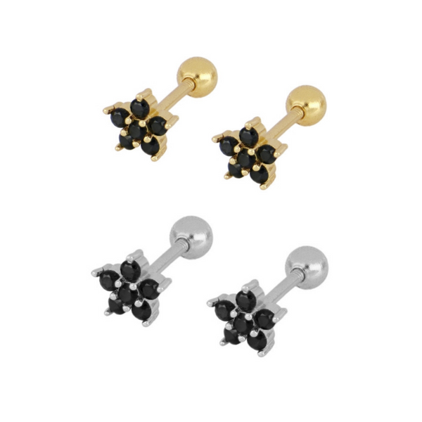 Black Flower Earring Piercing