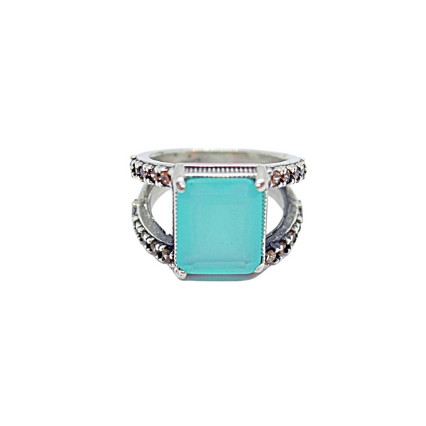 Square and Double Chalcedony Ring (Stock)