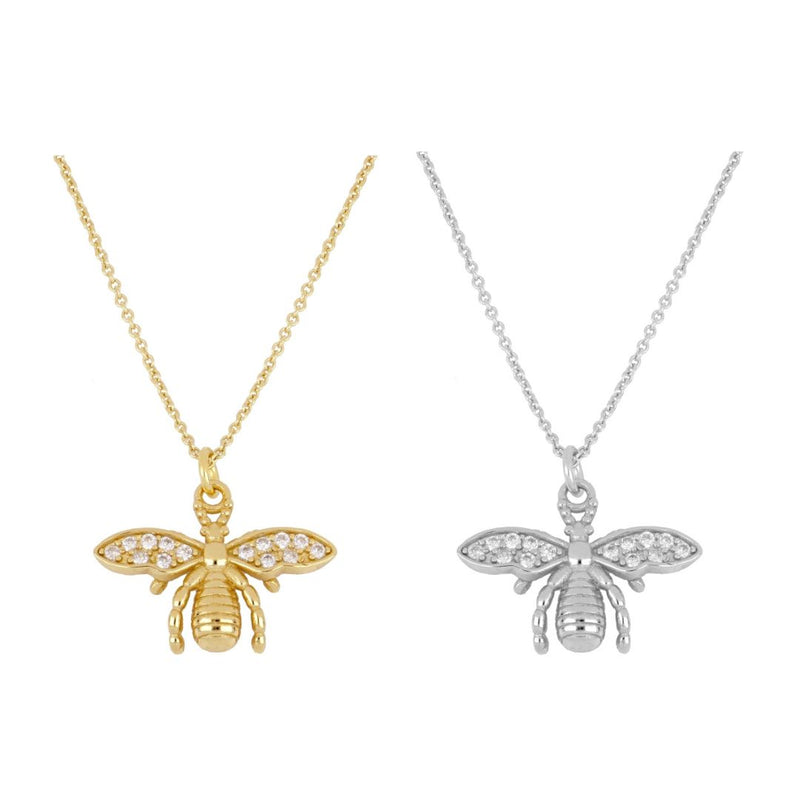 WHITE CZ BEE NECKLACE