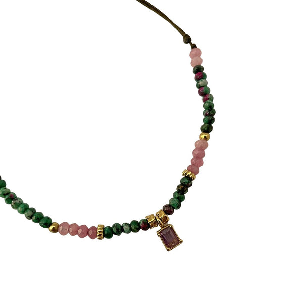 MALACHITE AND AMETHYST NECKLACE (Delivery 7-15 days)