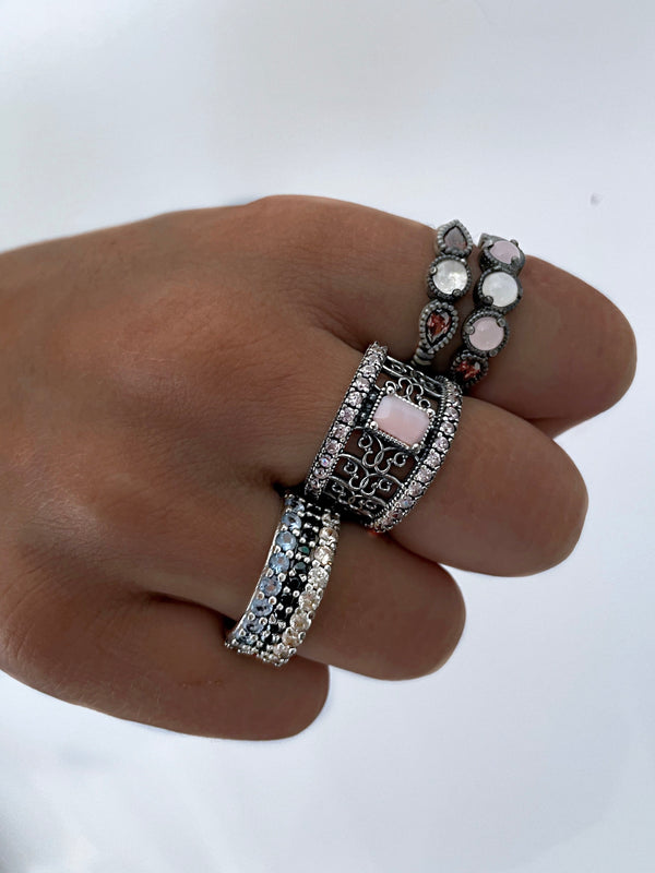 MOONSTONE AND EXOTIC CORAL RING (Stock)