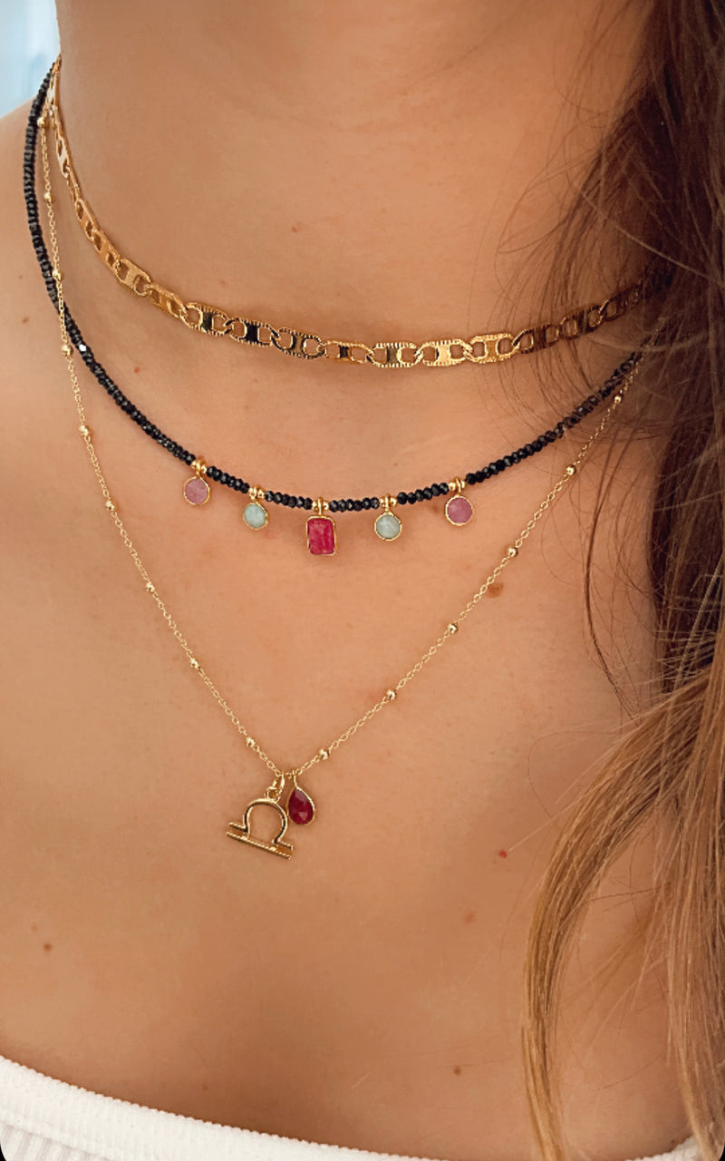 Steel and Gold Chafa Choker Necklace