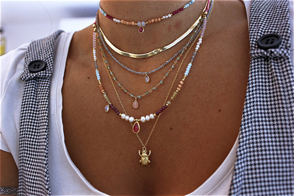 Labradorite Gemstones Gold Plated Necklace