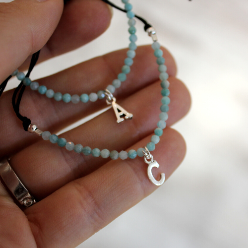 Amazonite Bracelet with Initial or Smooth