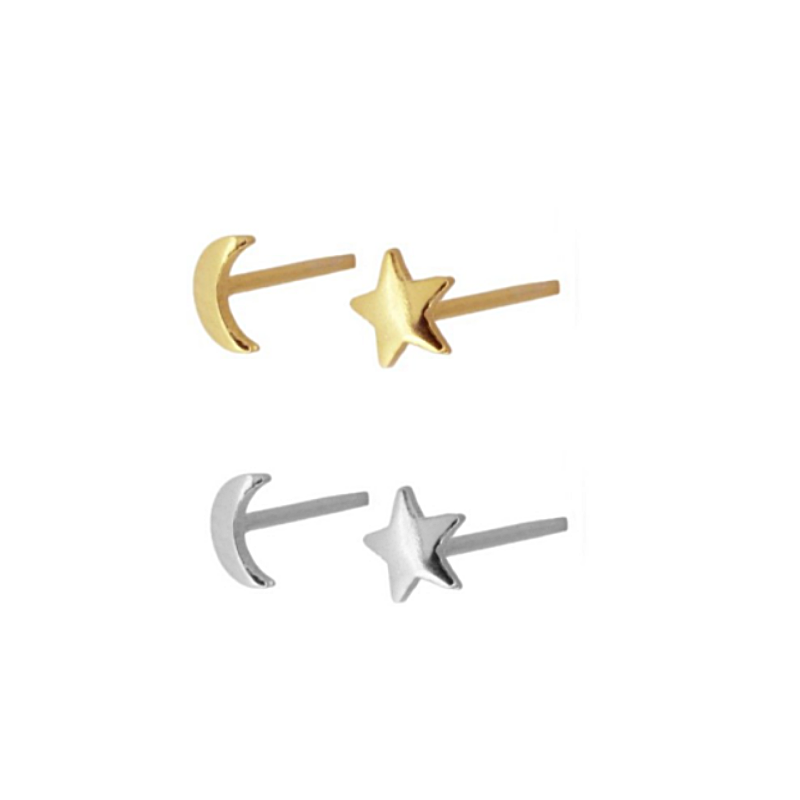 Boucles d'oreilles mini étoile et lune