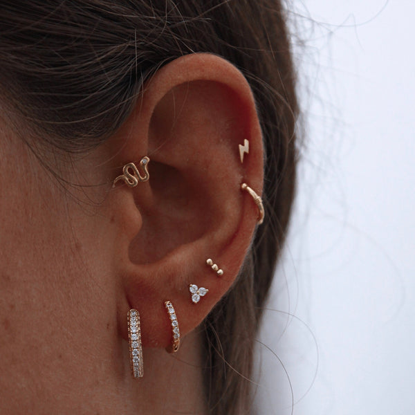 Hoop Earrings with White Zirconia (EL PAR)