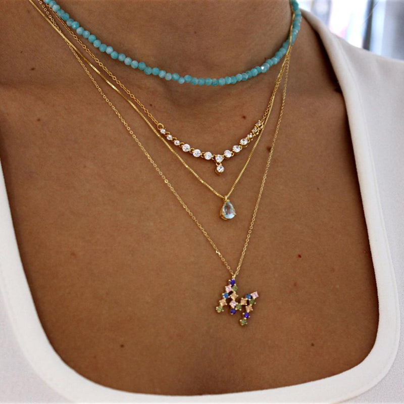 Gold Plated Cz Initial Necklace