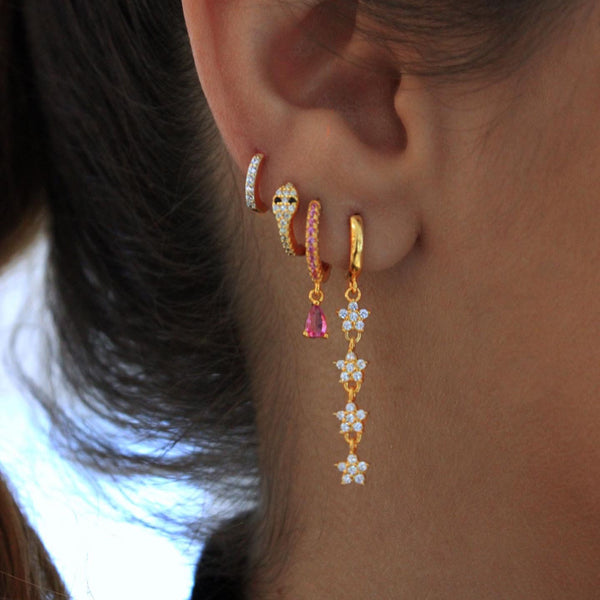 Pink Cz Hoop Earring (UNIT)