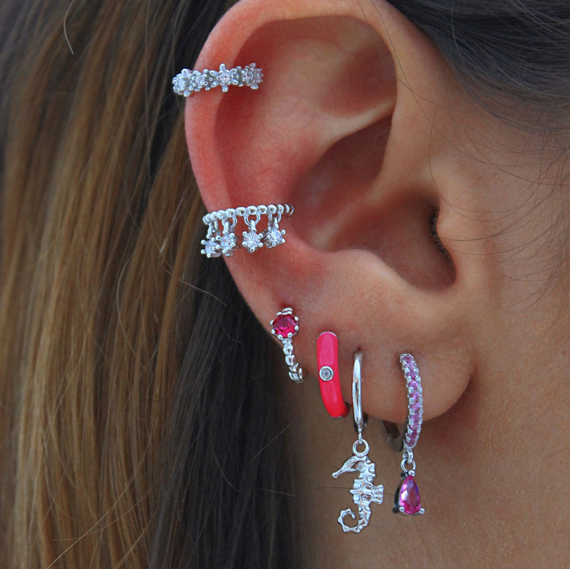 Pink Cz Hoop Earring (UNIT)