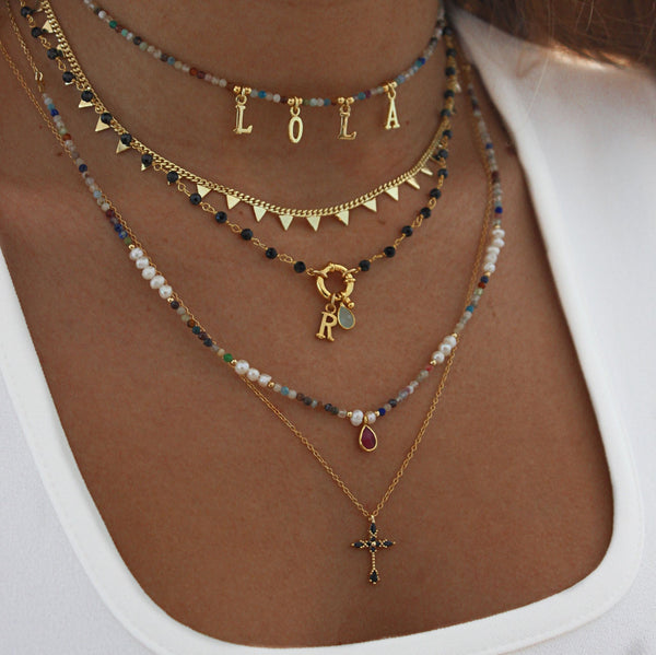 NAME NECKLACE AND MULTICOLOR STONES