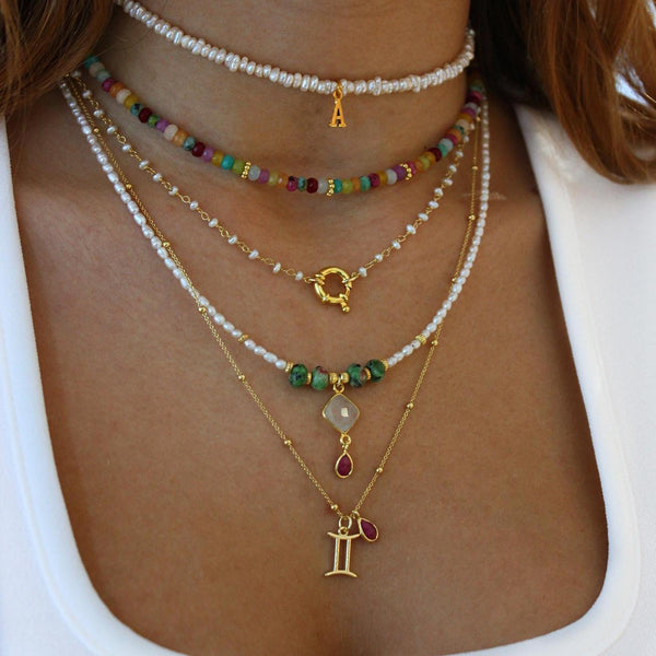 Silver/Gold Plated Pearl Knot Rosary Necklace