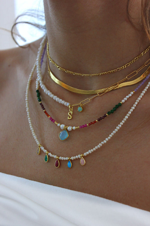 Collar PERLAS y Piedras Naturales