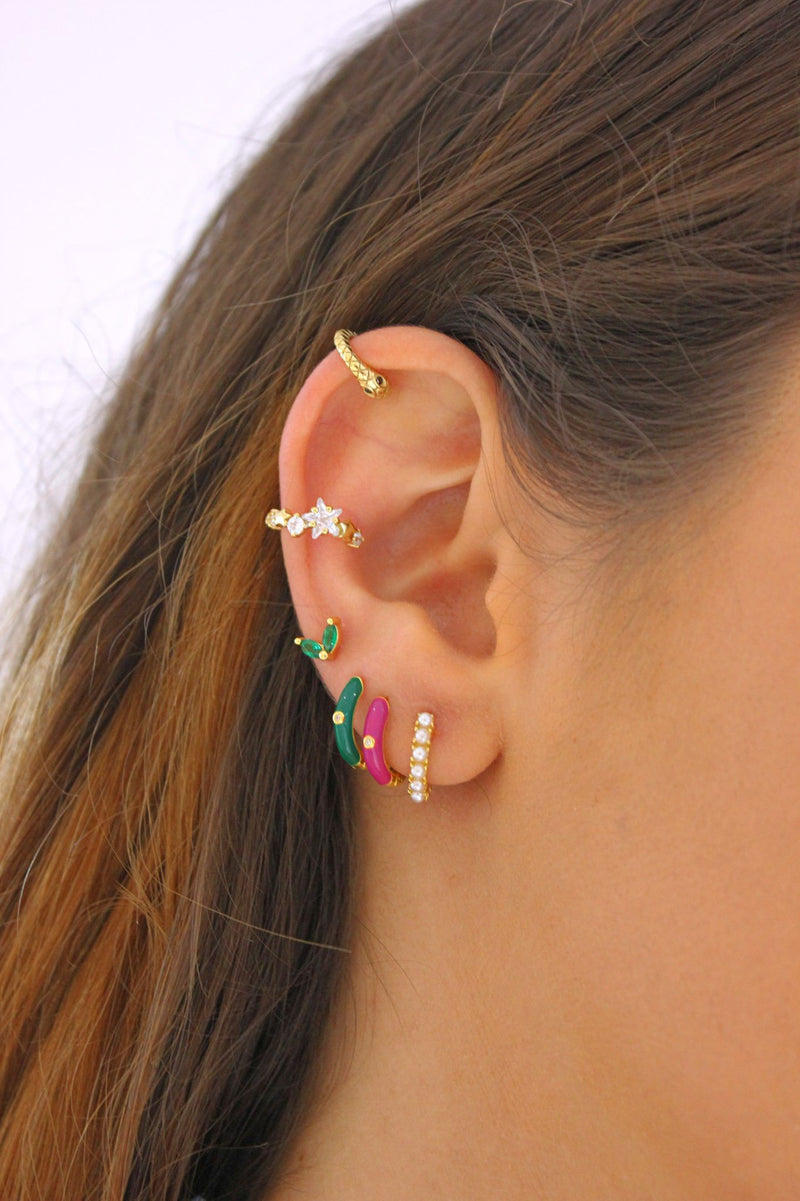 Petal Colored Mini Cz Earrings (UNIT)