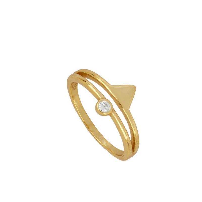 GOLD PLATED DOUBLE CZ TRIANGLE RING