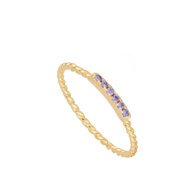 Fine Lilac Cz Ring 18kt Gold Plated