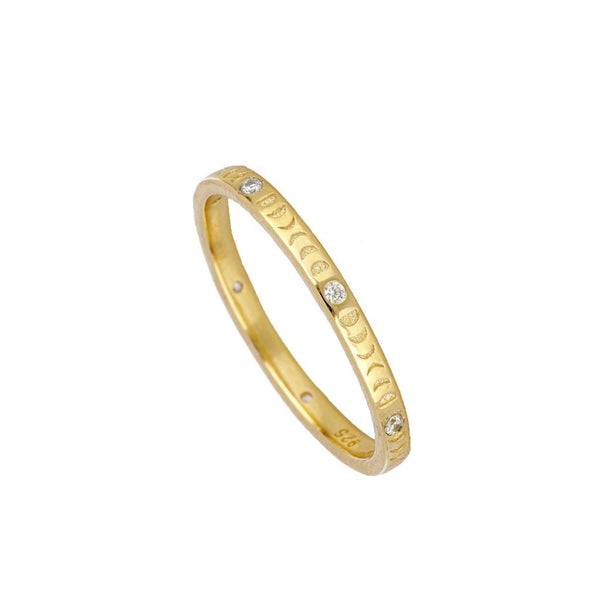 GOLD PLATED CROSS MOON RING