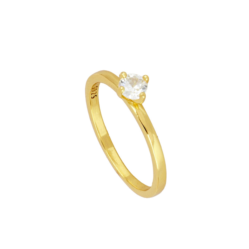 GOLD PLATED SOLITAIRE RING