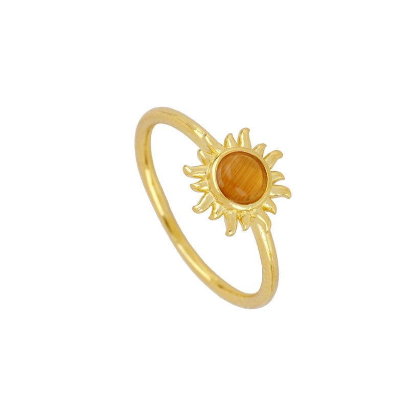 ANILLO SOL ÓPALO NARANJA BAÑO DE ORO