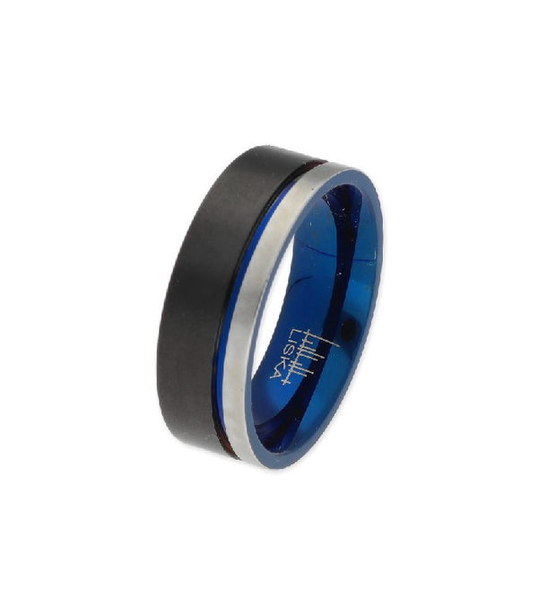 STEEL AND BLUE RING