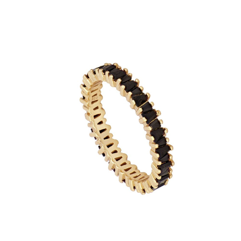 Black Zircons Ring Gold Plated Silver