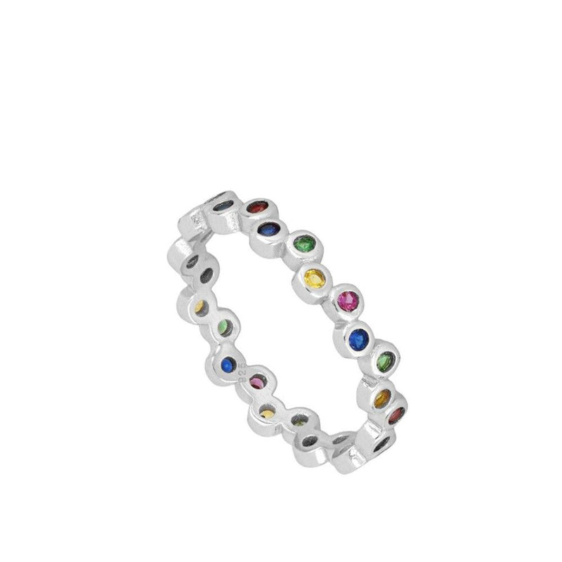 Multicolor Ring with Zircons in Sterling Silver