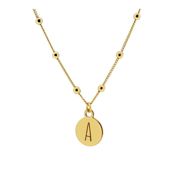 INITIAL NECKLACE WITH GOLD PLATED PLATE