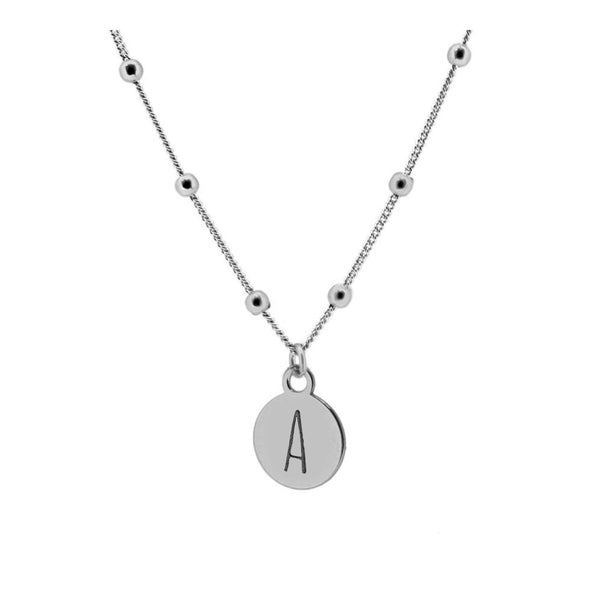 INITIAL NECKLACE WITH STERLING SILVER PLATE