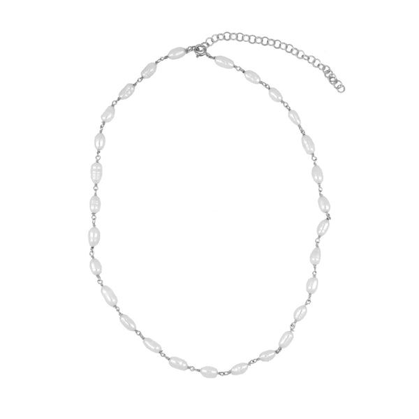 STERLING SILVER RICE PEARL NECKLACE