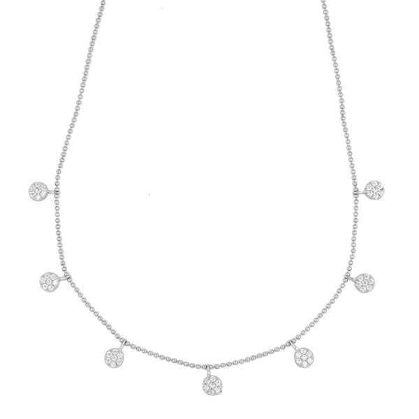 Plate Necklace with White Zirconia in 925 Sterling Silver