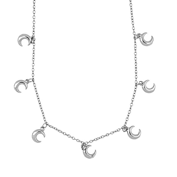 Silver Necklace with Moons