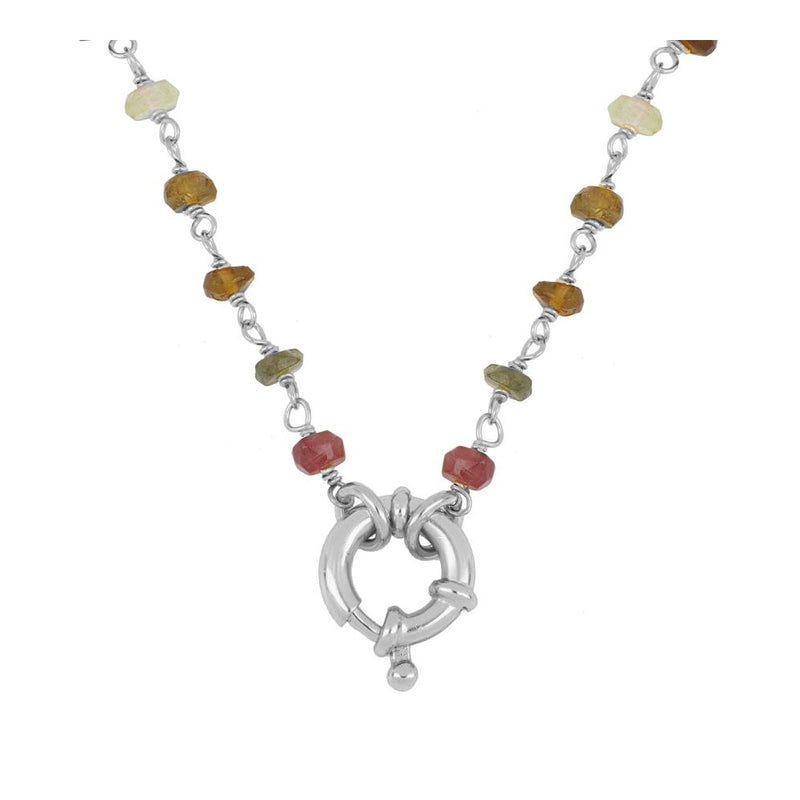 Tourmaline Knot Rosary Necklace Silver/Gold Plated