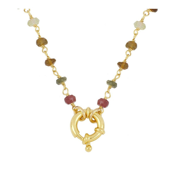 Tourmaline Knot Rosary Necklace Silver / Gold Plated
