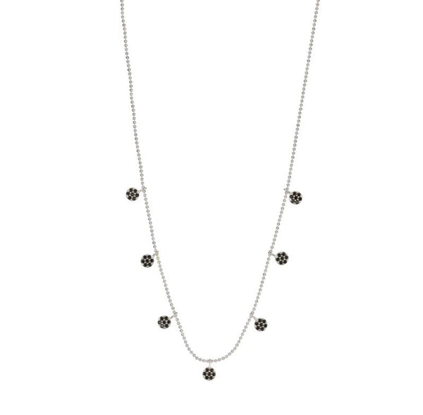 Plate Necklace with Black Zircons in 925 Sterling Silver