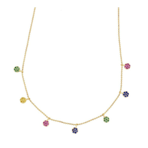 Plate Necklace with Multicolor Zircons in 18k Gold Plated