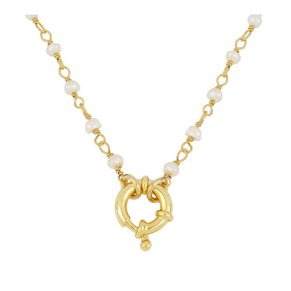 Pearl Knot Rosary Necklace Silver / Gold Plated